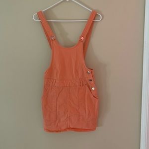 peach overall jean dress